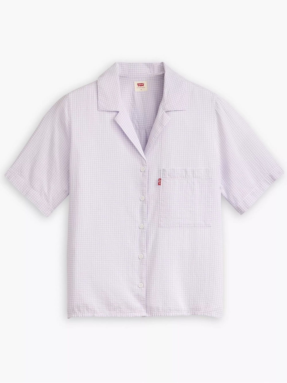 Levi's Joyce Short-Sleeve Resort Shirt in a lavender and white plaid nwt